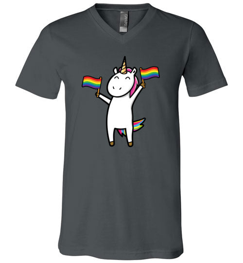 Gay Unicorn LGBT Rainbow Flags V-Neck
