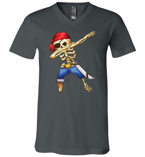 Pirate Dabbing Skeleton Cartoon V-Neck