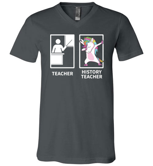 Dabbing Unicorn History Teacher V-Neck