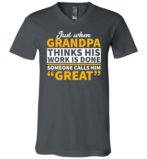Grandpa Thinks Work Is Done V-Neck