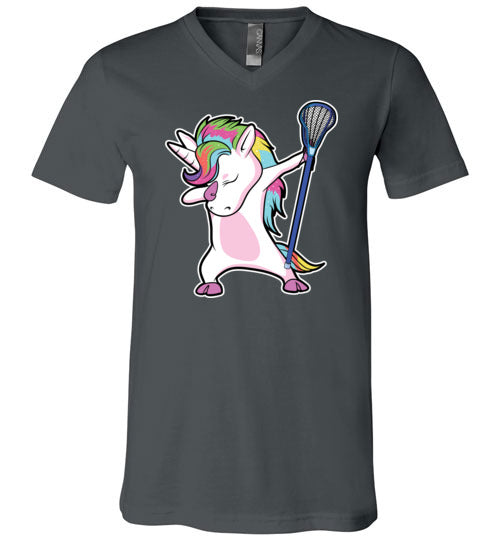 Dabbing Unicorn Lacrosse V-Neck