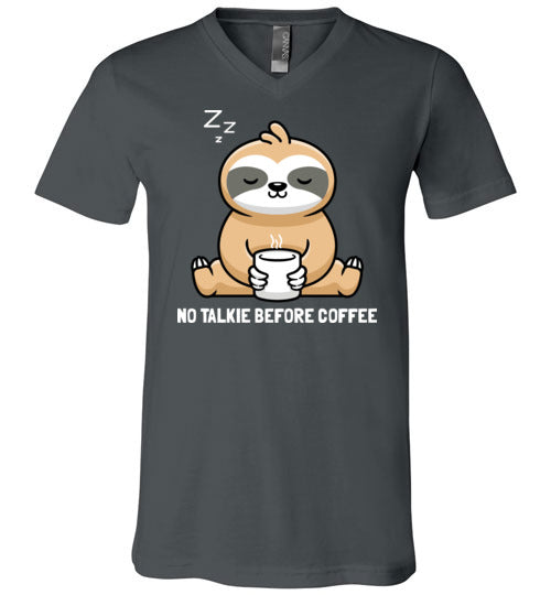 Sloth No Talkie Before Coffee V-Neck
