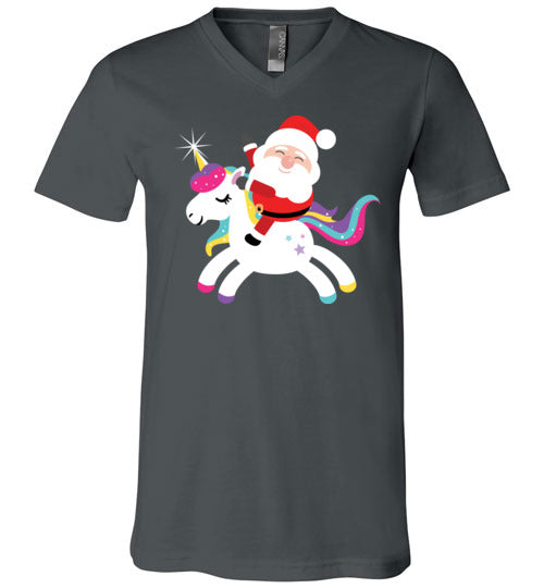 Santa Riding Unicorn V-Neck