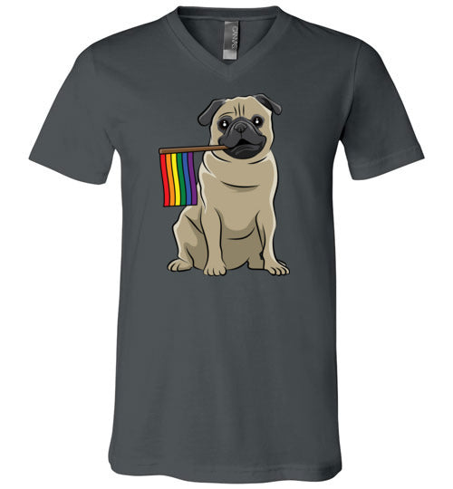 Pug LGBT Flag V-Neck