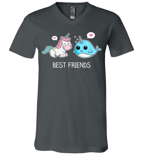 Narwhal Unicorn Best Friends V-Neck