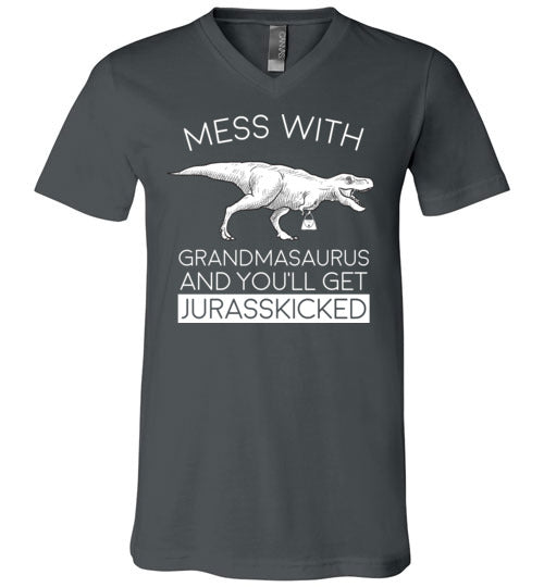 Grandmasaurus Jurasskicked V-Neck