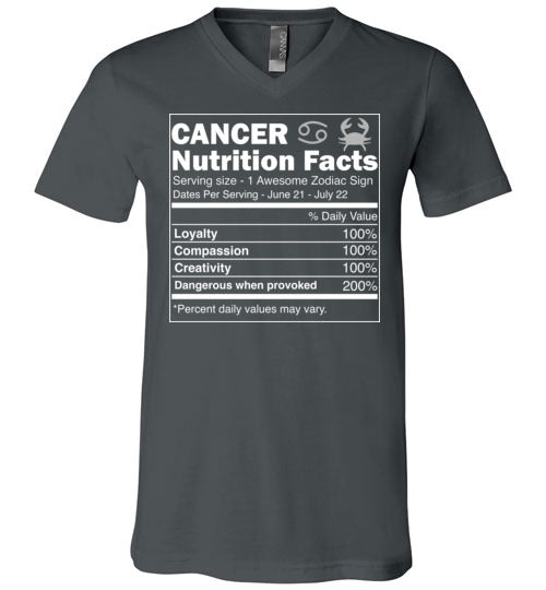 Cancer Zodiac Nutrition Facts V-Neck