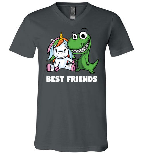 Unicorn And T-Rex Best Friends V-Neck