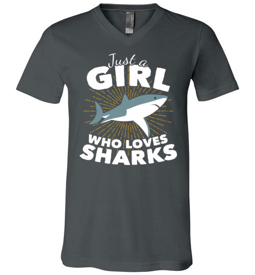 Just A Girl Who Loves Sharks V-Neck