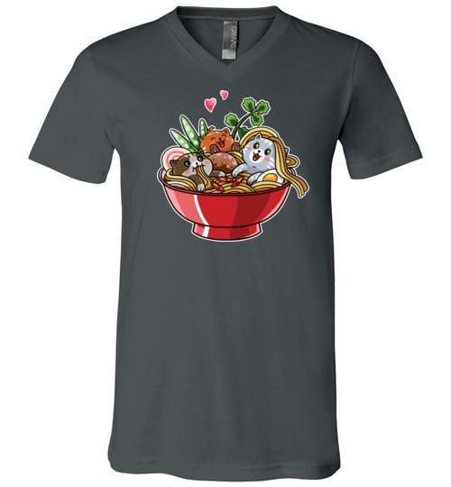 Kawaii Ramen Noodles Cats V-Neck