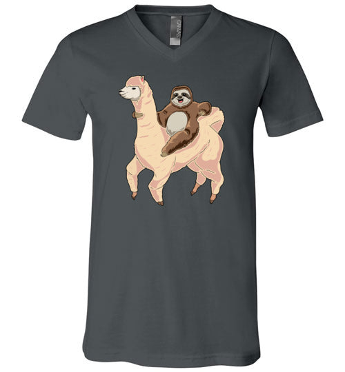 Sloth Riding A Llama V-Neck