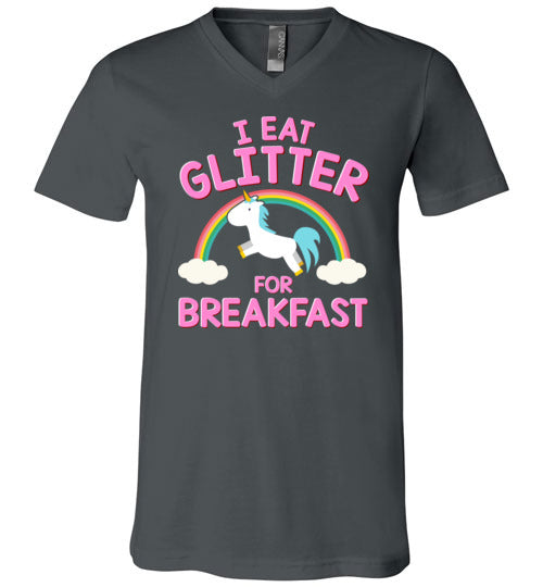 Unicorn I Eat Glitter For Breakfast V-Neck