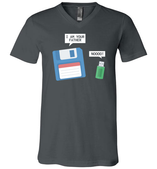 USB Floppy Disk Father Son V-Neck