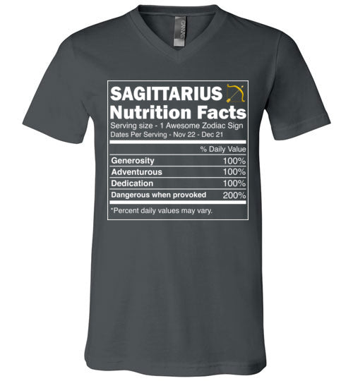 Zodiac Sagittarius Nutrition Facts V-Neck