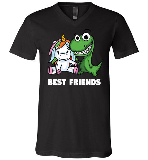 Unicorn And T-Rex Best Friends V-Neck