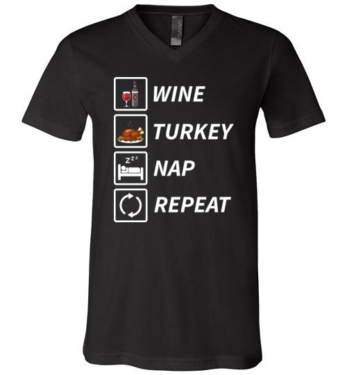 Wine Turkey Nap Repeat V-Neck