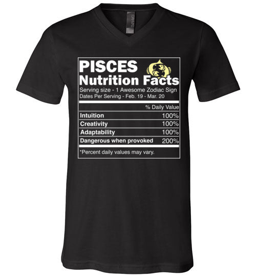 Zodiac Pisces Nutrition Facts V-Neck