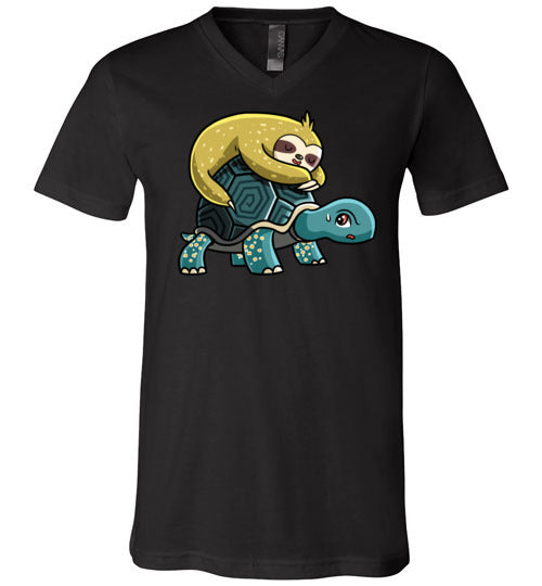 Sloth Riding Turtle V-Neck