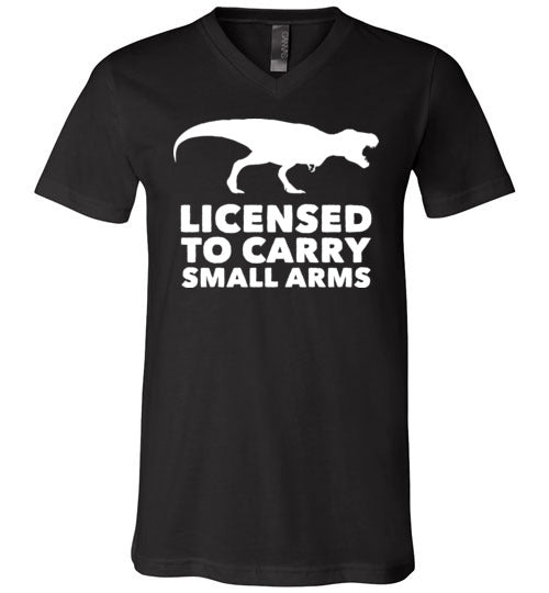 Licensed To Carry Small Arms T-Rex V-Neck