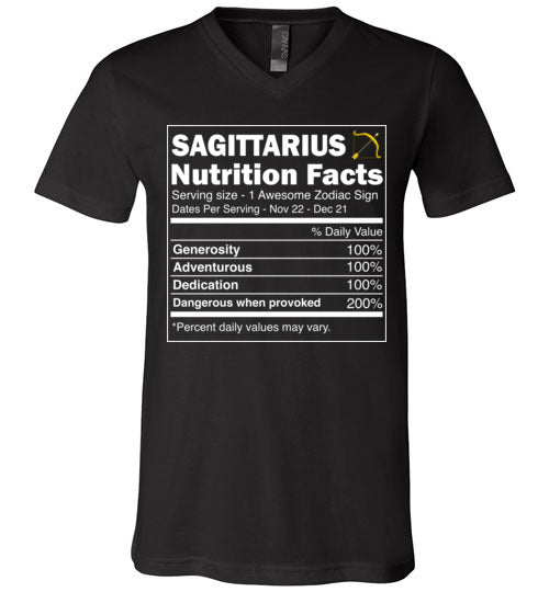 Zodiac Sagittarius Nutrition Facts V-Neck
