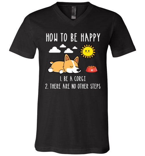 How To Be Happy Corgi V-Neck