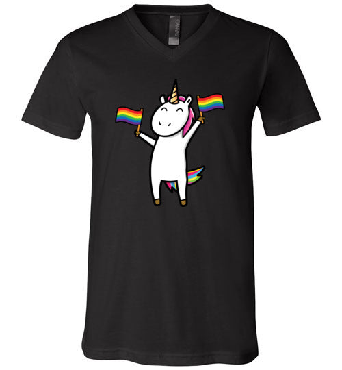 Gay Unicorn LGBT Rainbow Flags V-Neck