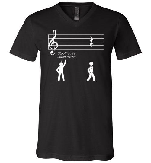 Music Stop Under A Rest V-Neck