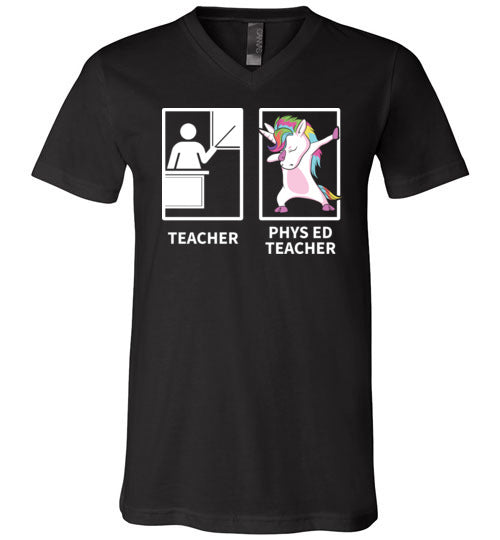 Phys Ed Teacher Unicorn V-Neck