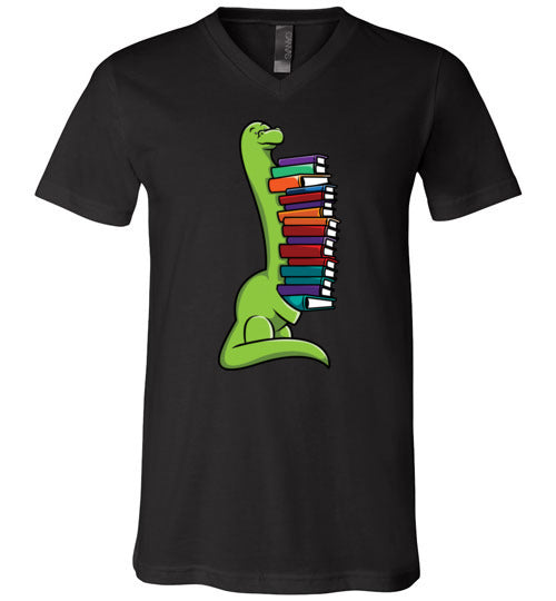 Dinosaur Long Neck Reading V-Neck
