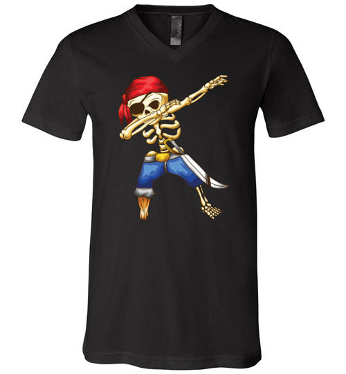 Pirate Dabbing Skeleton Cartoon V-Neck