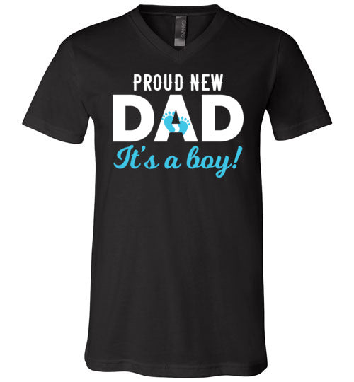 Proud New Dad Canvas V-Neck T-Shirt