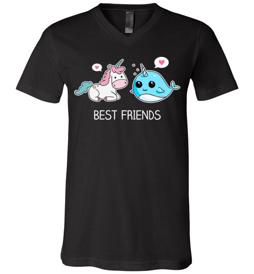 Narwhal Unicorn Best Friends V-Neck