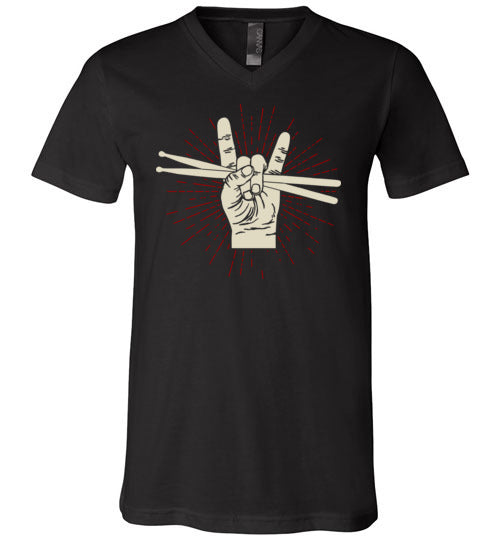 Drummer Rock Hands V-Neck