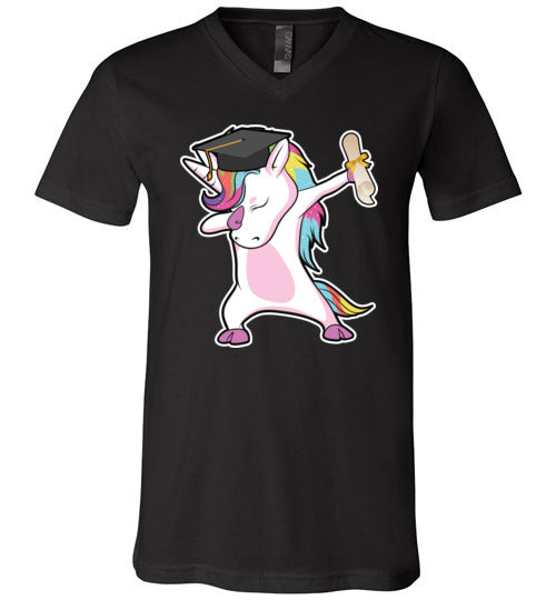 Dabbing Unicorn Graduation V-Neck