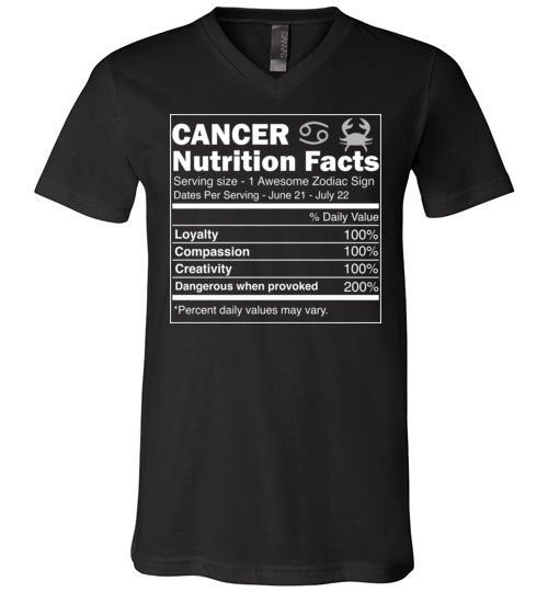 Cancer Zodiac Nutrition Facts V-Neck