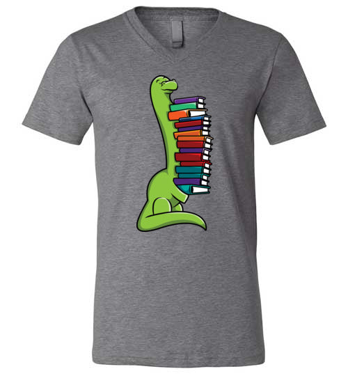 Dinosaur Long Neck Reading V-Neck