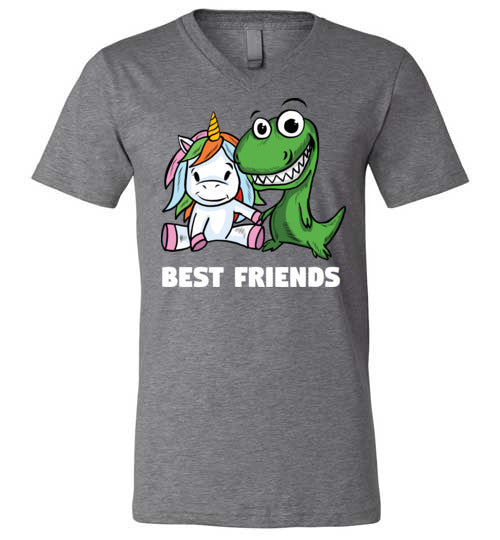 Unicorn And T-Rex Best Friends V-Neck