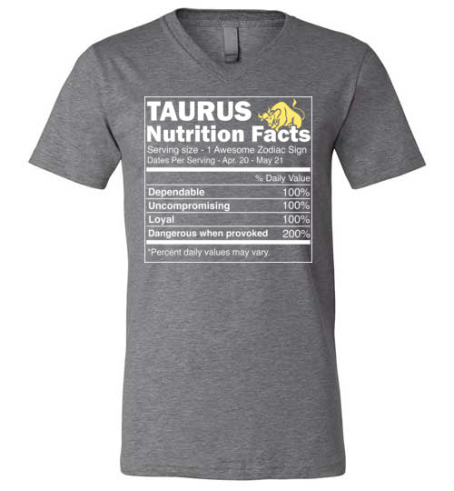 Zodiac Taurus Nutrition Facts V-Neck