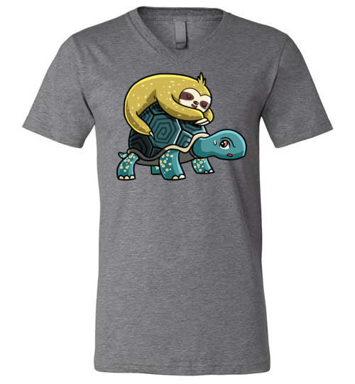 Sloth Riding Turtle V-Neck