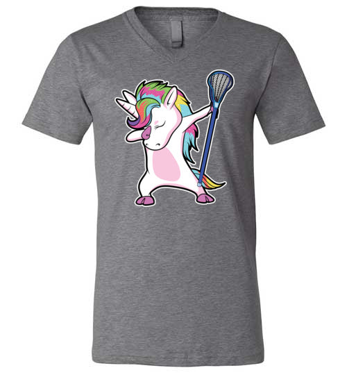 Dabbing Unicorn Lacrosse V-Neck
