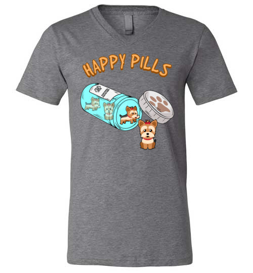 Happy Pills Yorkie Yorkshire Terrier V-Neck