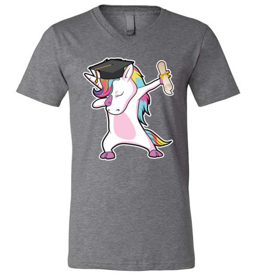 Dabbing Unicorn Graduation V-Neck