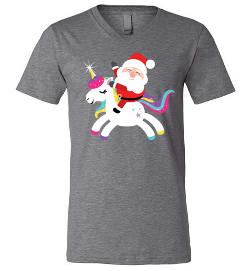 Santa Riding Unicorn V-Neck