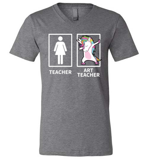 Dabbing Art Teacher Stick Figure V-Neck