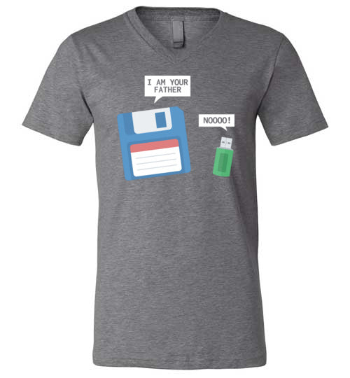 USB Floppy Disk Father Son V-Neck