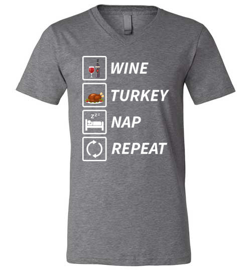 Wine Turkey Nap Repeat V-Neck
