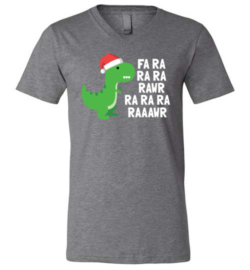 Dinosaur Christmas Fa Ra Ra Rawr V-Neck