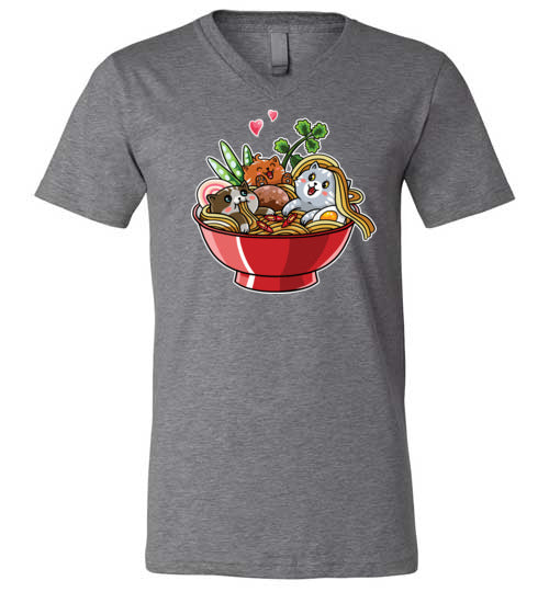 Kawaii Ramen Noodles Cats V-Neck