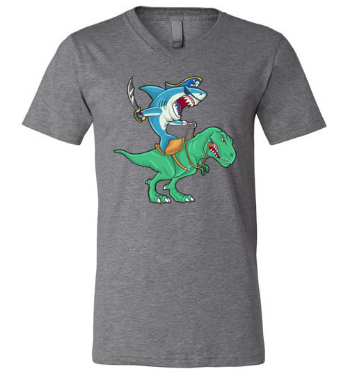Pirate Shark Riding Dinosaur V-Neck