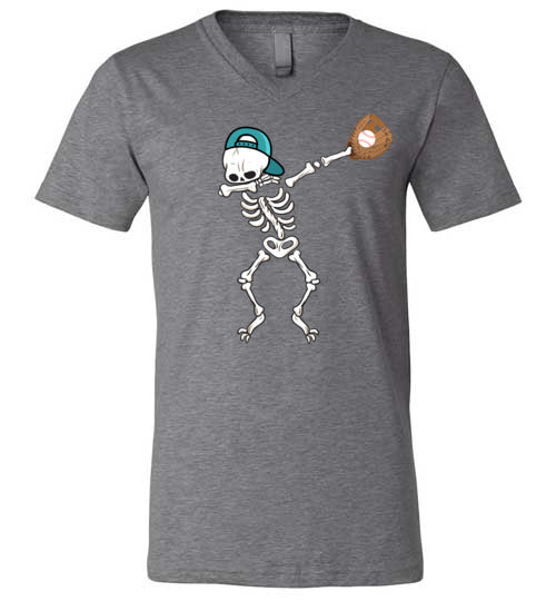 Baseball Dabbing Skeleton V-Neck